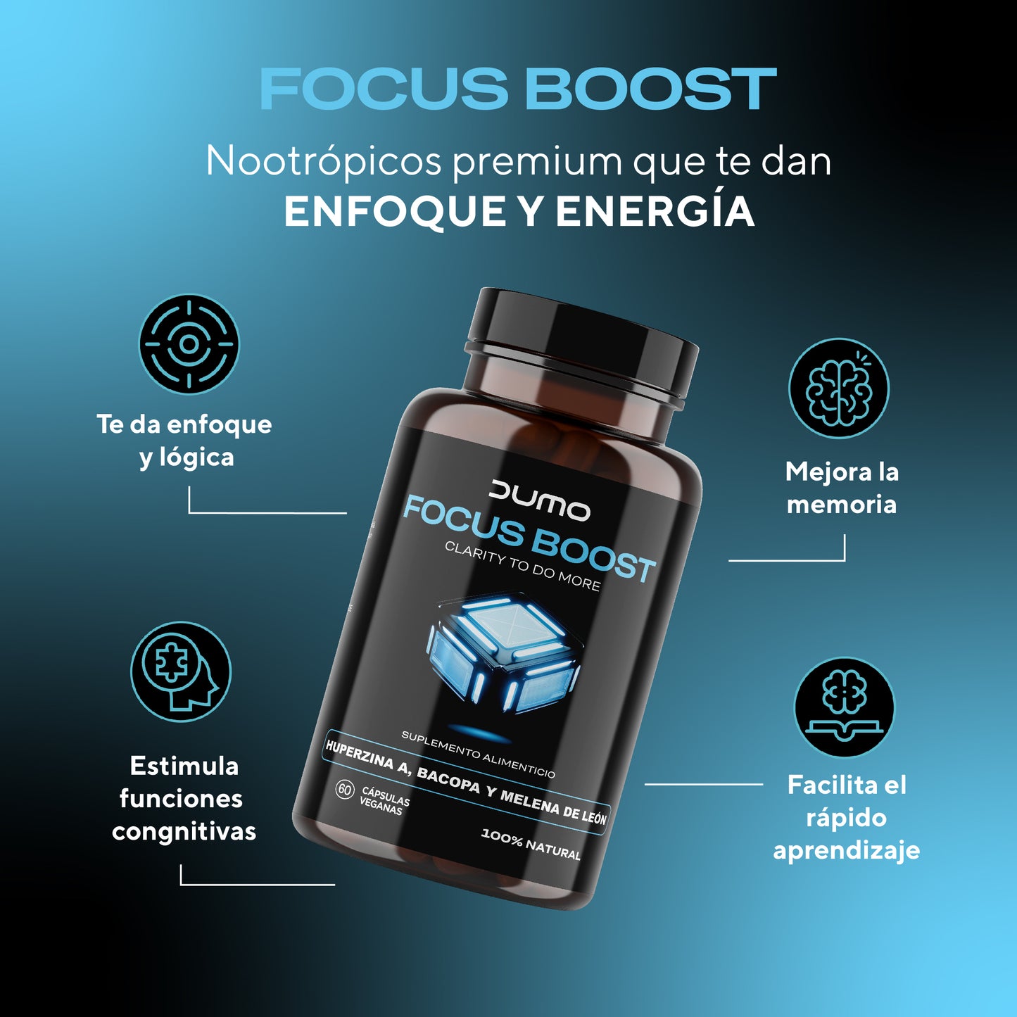 FOCUS BOOST - Memory and concentration | 60 vegan capsules
